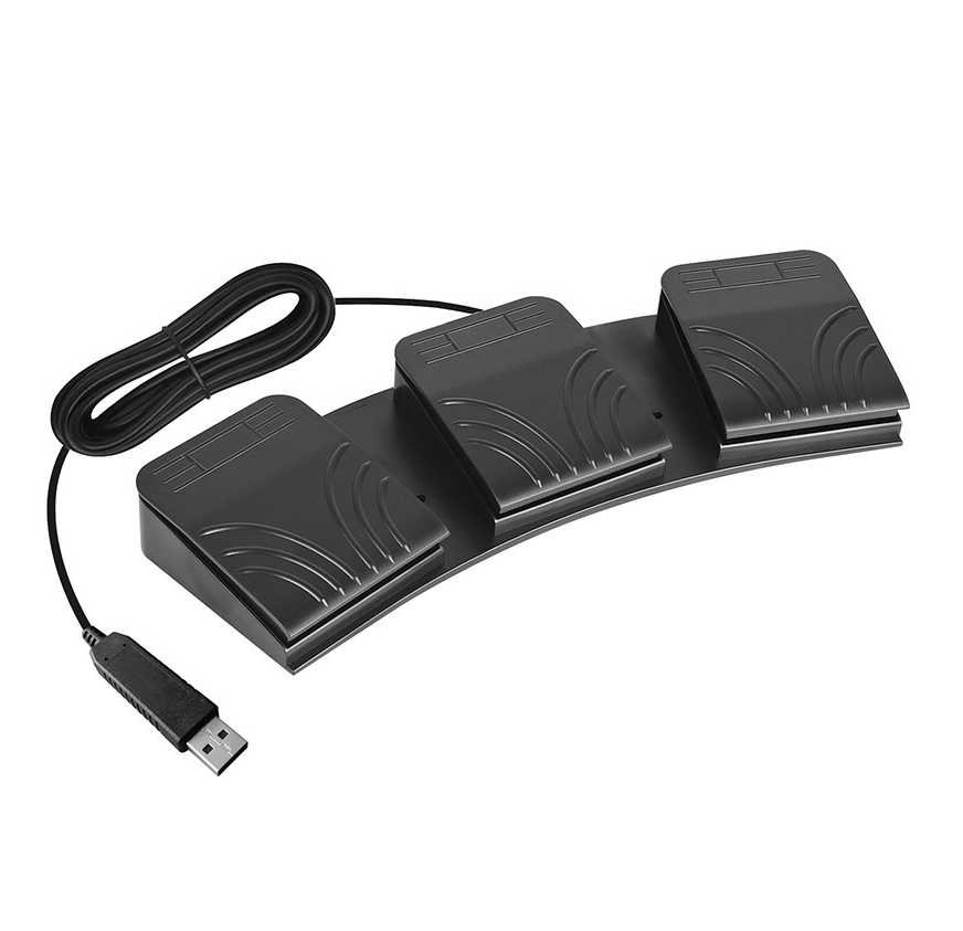 FS2020TU USB Programmable 3-Pedal Foot Switch，pedal de 3 teclas, interruptor de pie personalizado, teclado de computadora programable, mouse para control de videojuegos, oficina, partituras PACS HIS