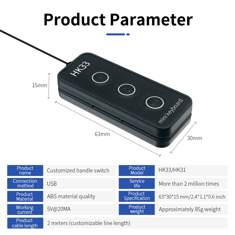 PCsensor USB Custom Multi-function Mini Keyboard for Recorder Video Game Office Work Copy and Paste Shortcuts