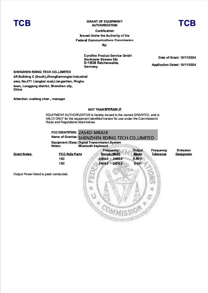 MK424 FCC ID