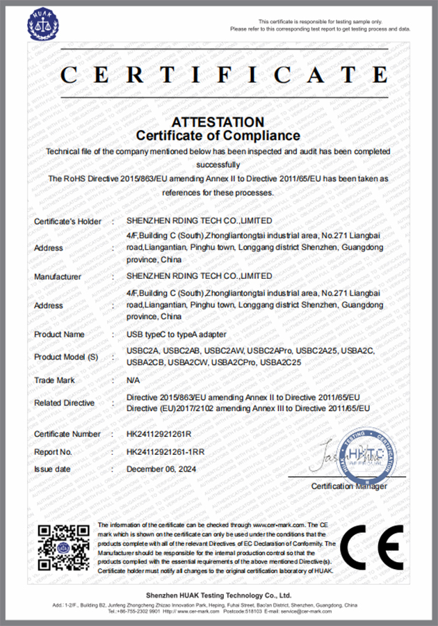 USBC2A ROHS Certificate