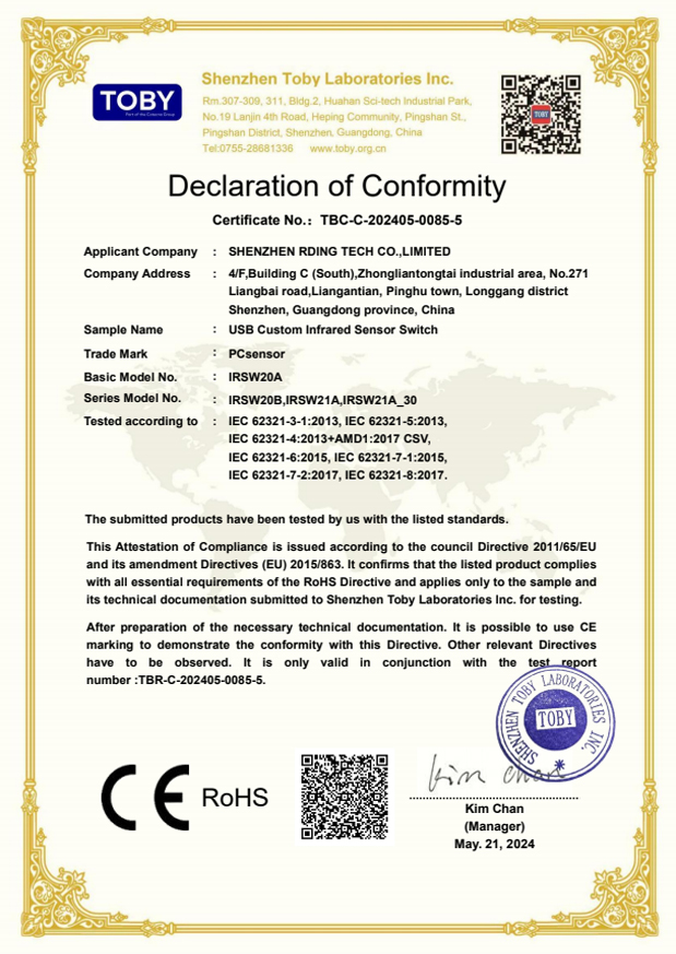 IRSW20A ROHS Certificate